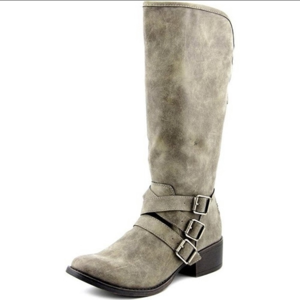 Madden Girl Dakota Gray Mid Calf Buckle boot